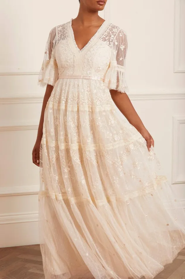 Needle and Thread Dresses Lottie Lace Gown Champagne 8211 Women