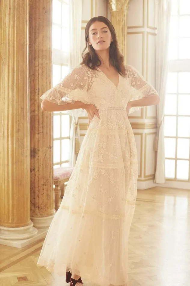 Needle and Thread Dresses Lottie Lace Gown Champagne 8211 Women