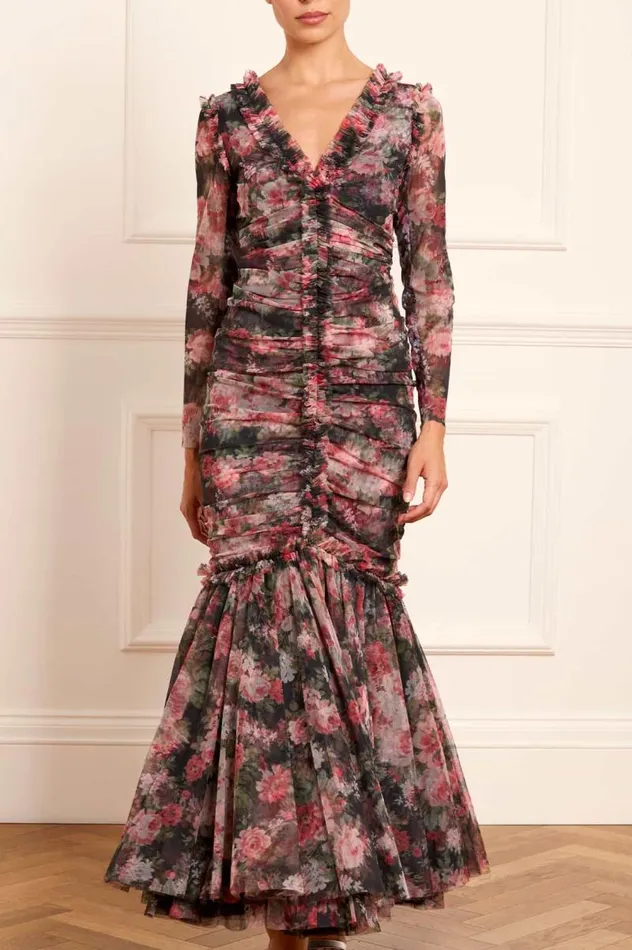 Needle and Thread Dresses Midnight Dance Long Sleeve Ankle Gown Black 8211 Women