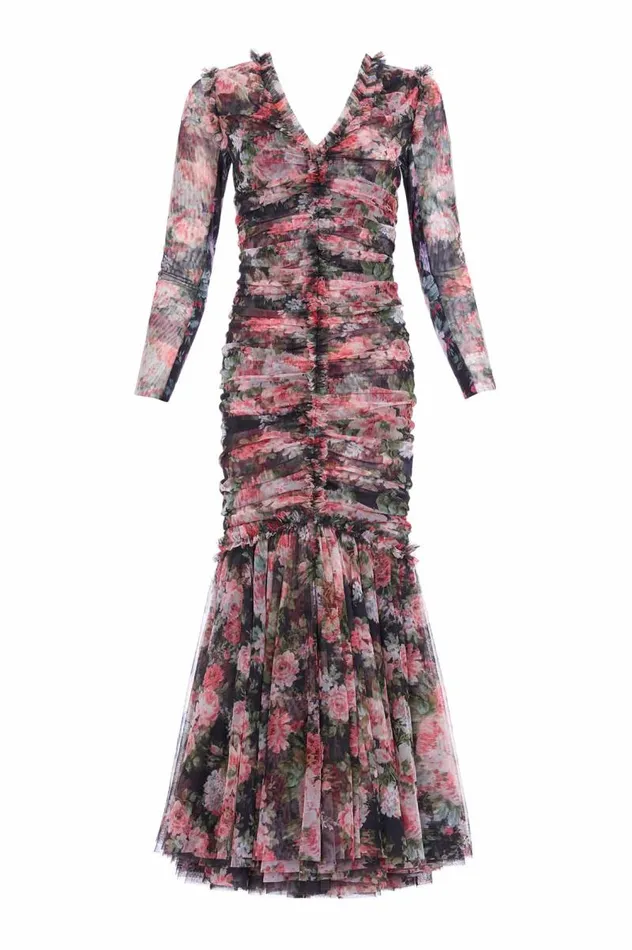 Needle and Thread Dresses Midnight Dance Long Sleeve Ankle Gown Black 8211 Women