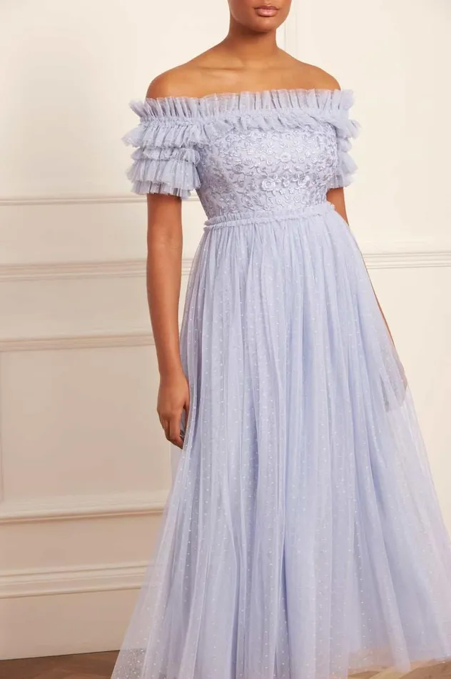 Needle and Thread Dresses Midsummer Lace Bodice OffShoulder Ankle Gown Blue 8211 Women