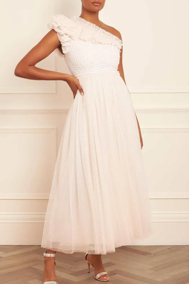Needle and Thread Dresses Raindrop Bodice OneShoulder Ankle Gown Champagne 8211 Women