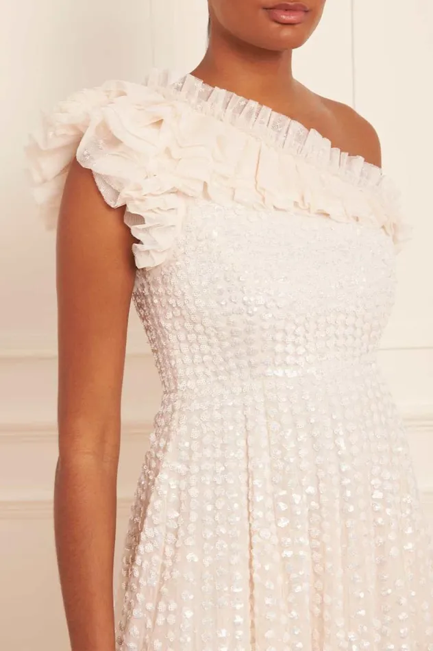 Needle and Thread Dresses Raindrop OneShoulder Ankle Gown Champagne 8211 Women