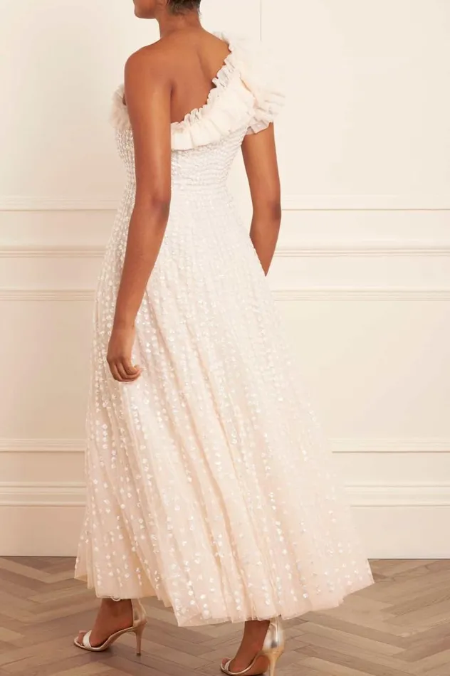 Needle and Thread Dresses Raindrop OneShoulder Ankle Gown Champagne 8211 Women