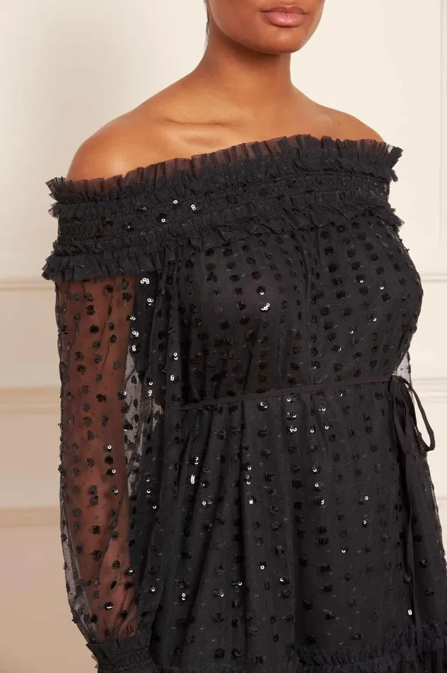 Needle and Thread Dresses Raindrop Smocked OffShoulder Ballerina Dress Black 8211 Women