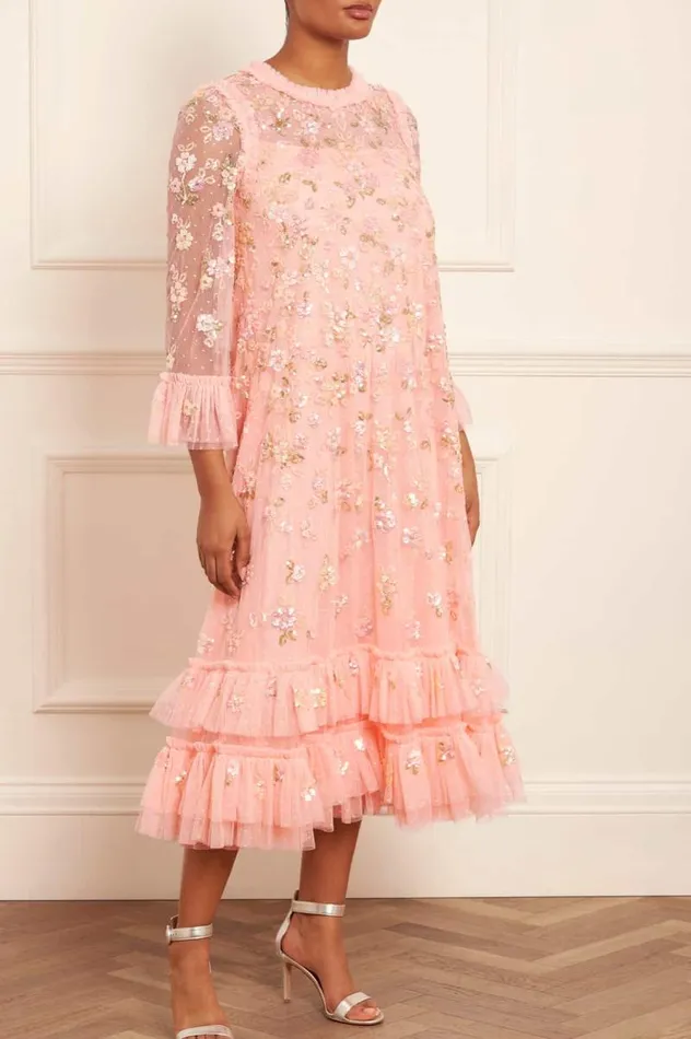 Needle and Thread Dresses Sequin Bloom Gloss Ballerina Dress Coral 8211 Women