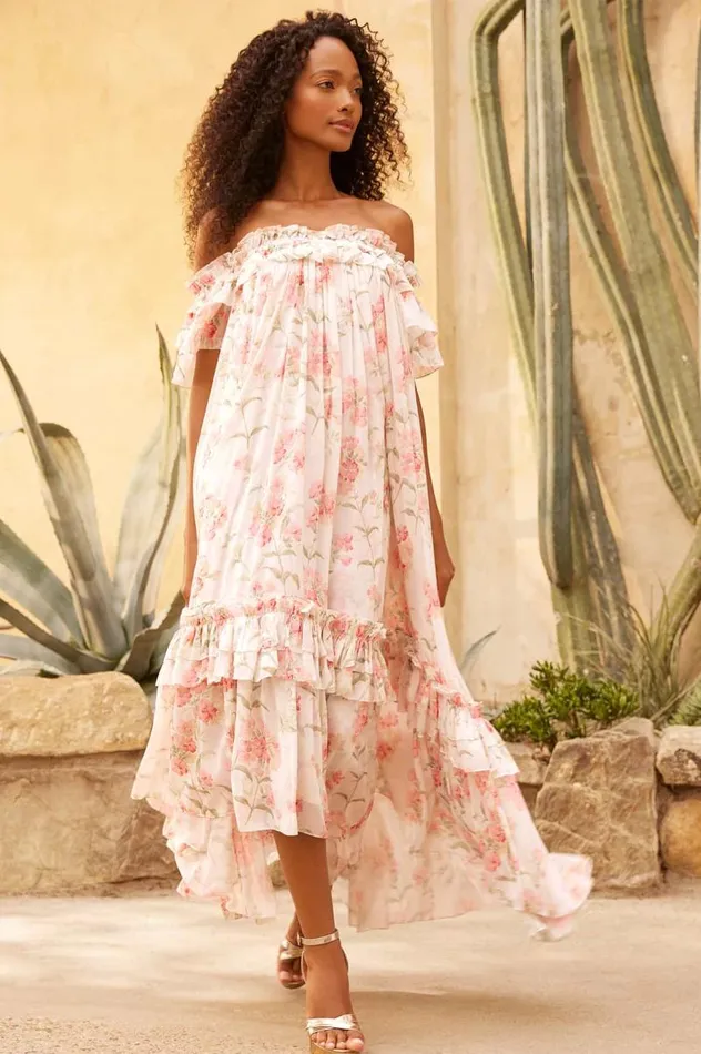 Needle and Thread Dresses Summer Posy Aria Chiffon OffShoulder Ankle Gown Multi 8211 Women