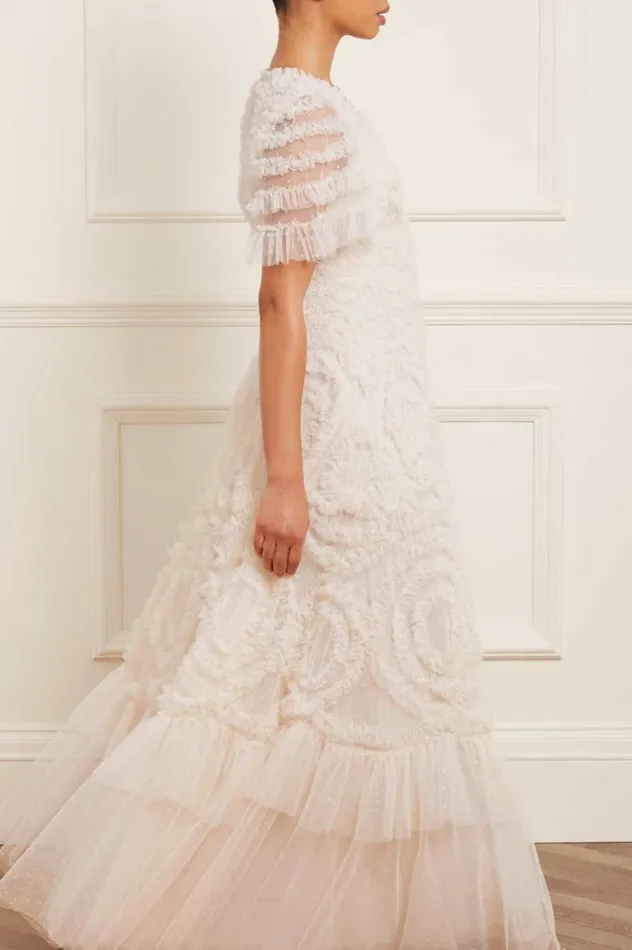 Needle and Thread Dresses Verity Ruffle VNeck Gown Champagne 8211 Women