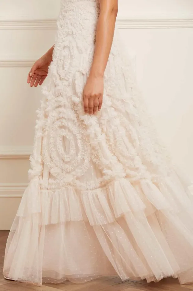 Needle and Thread Dresses Verity Ruffle VNeck Gown Champagne 8211 Women