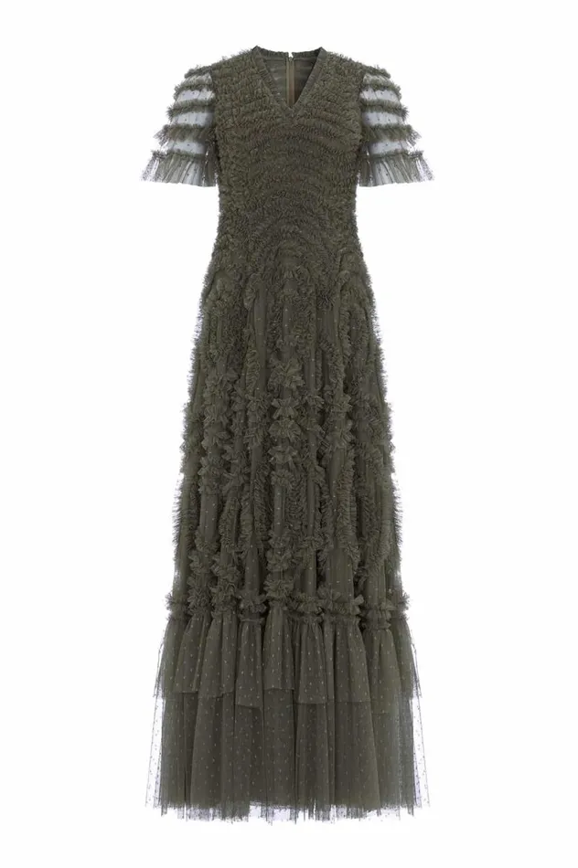 Needle and Thread Dresses Verity Ruffle VNeck Gown Green 8211 Women