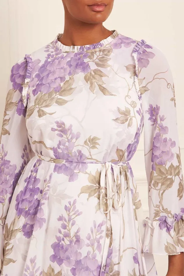 Needle and Thread Dresses Wisteria Chiffon Round Neck Mini Dress Multi 8211 Women