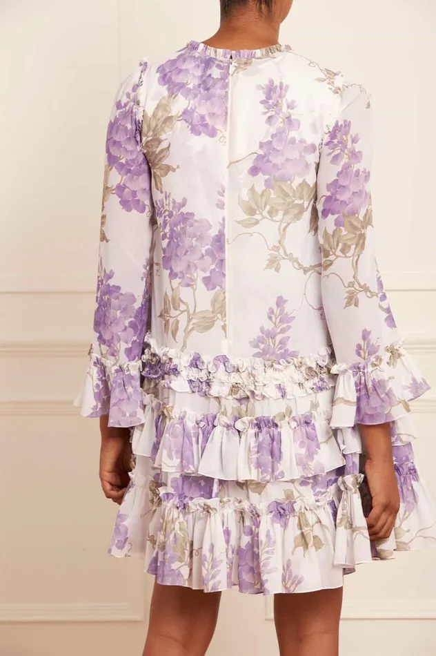 Needle and Thread Dresses Wisteria Chiffon Round Neck Mini Dress Multi 8211 Women