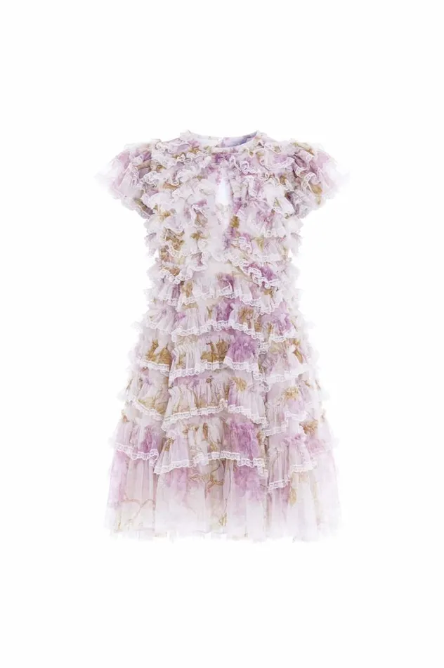 Needle and Thread Dresses Wisteria Ruffle Lace Micro Mini Dress Multi 8211 Women