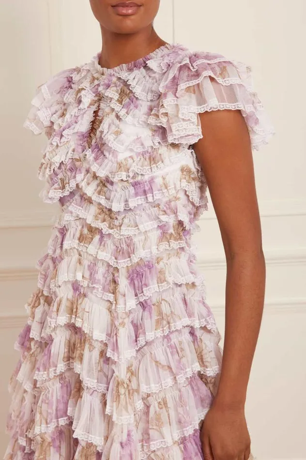 Needle and Thread Dresses Wisteria Ruffle Lace Micro Mini Dress Multi 8211 Women
