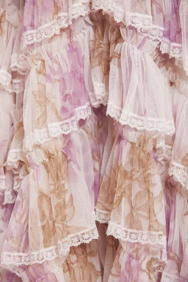 Needle and Thread Dresses Wisteria Ruffle Lace Micro Mini Dress Multi 8211 Women