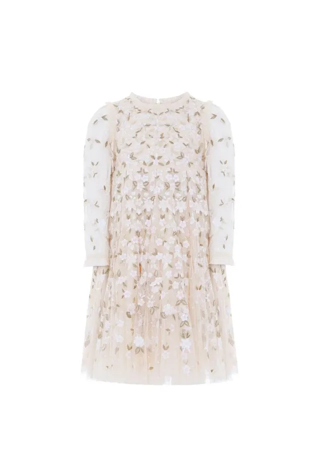 Needle and Thread Kids Formalwear Camellia Ditsy Long Sleeve Kids Dress Champagne 8211 KidsWomen
