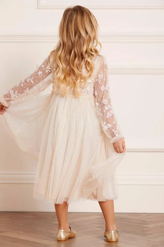 Needle and Thread Kids Formalwear Lilybelle Long Sleeve Kids Dress Champagne 8211 KidsWomen