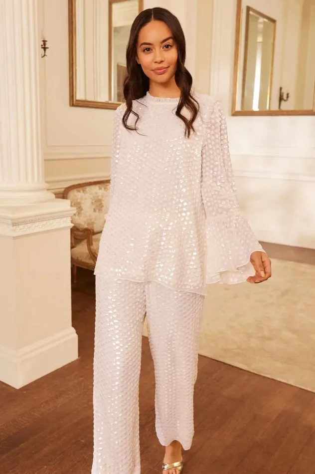 Needle and Thread Trousers Raindrop Gloss Trousers Champagne 8211 Women