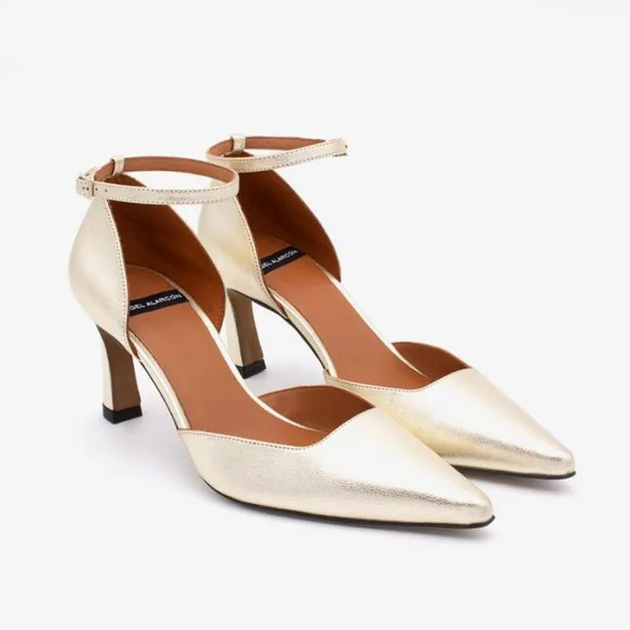 ngel Alarcn Heeled Shoes Woman HALLE 8211 Leather Ankle Strap Pointedtoe D039orsay