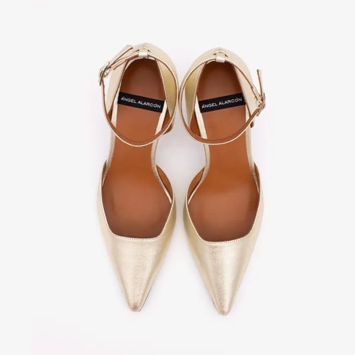 ngel Alarcn Heeled Shoes Woman HALLE 8211 Leather Ankle Strap Pointedtoe D039orsay