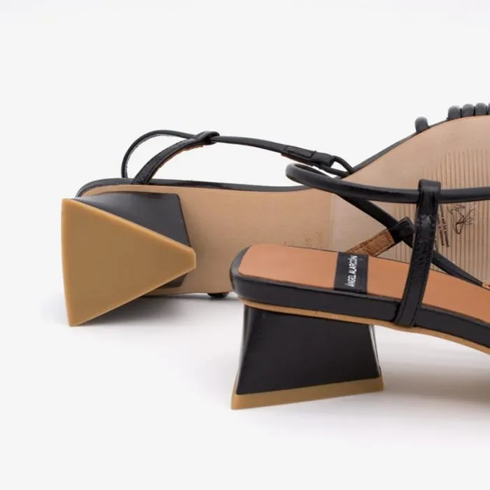 ngel Alarcn Metallized Shoes Woman MAZZY 8211 Leather Strappy Sandal With Triangular Heel Design