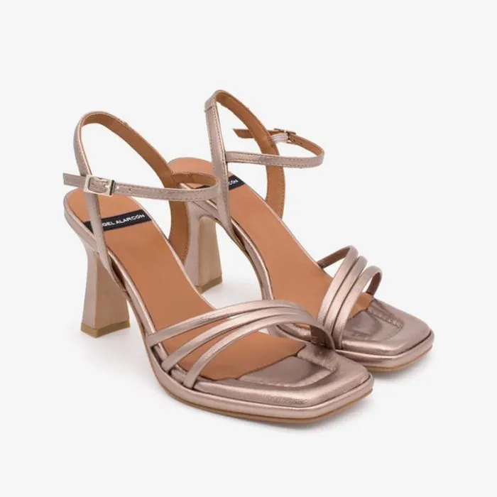 ngel Alarcn Metallized Shoes Woman PEIRON 8211 Patent Leather Ankle Strap Sandals