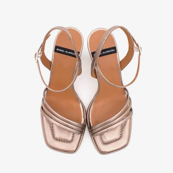 ngel Alarcn Metallized Shoes Woman PEIRON 8211 Patent Leather Ankle Strap Sandals