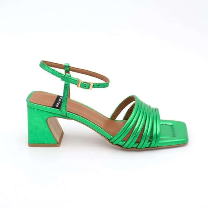ngel Alarcn Metallized Shoes Woman ROBERTS 8211 Metallized Leather Strap Sandals With Medium Heel ngel Alarcn Metallized Shoes Woman ROBERTS 8211 Metallized Leather Strap Sandals With Medium Heel