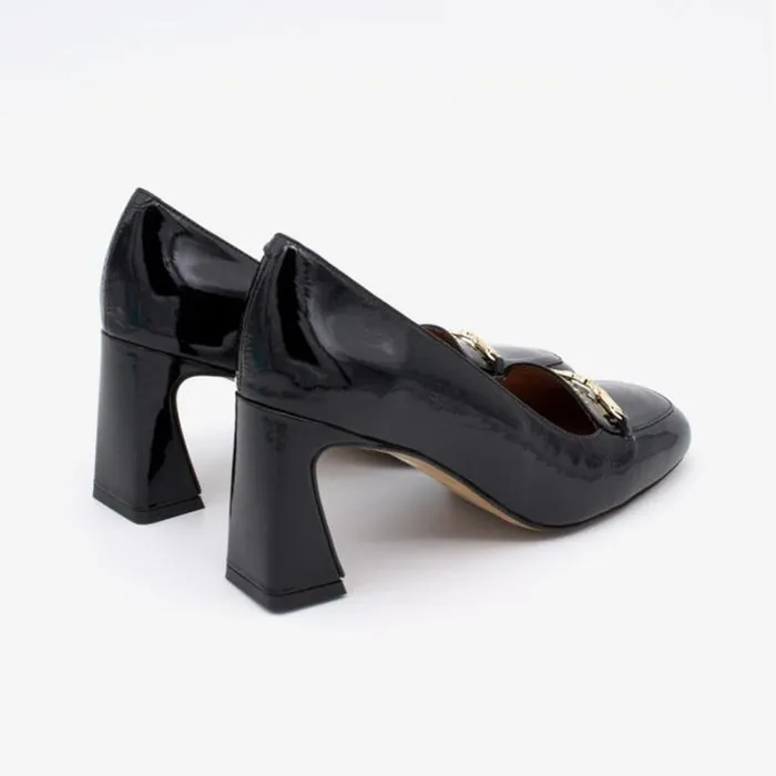 ngel Alarcn Pumps And High Heels Woman JALCA 8211 Patent Lelather Pump With Comfortable Heel And A Gold Trim
