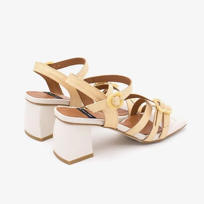 ngel Alarcn Sandals Woman RALIA 8211 Slingback Raffia and Leather Sandals With Carey Trim