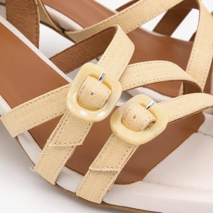 ngel Alarcn Sandals Woman RALIA 8211 Slingback Raffia and Leather Sandals With Carey Trim