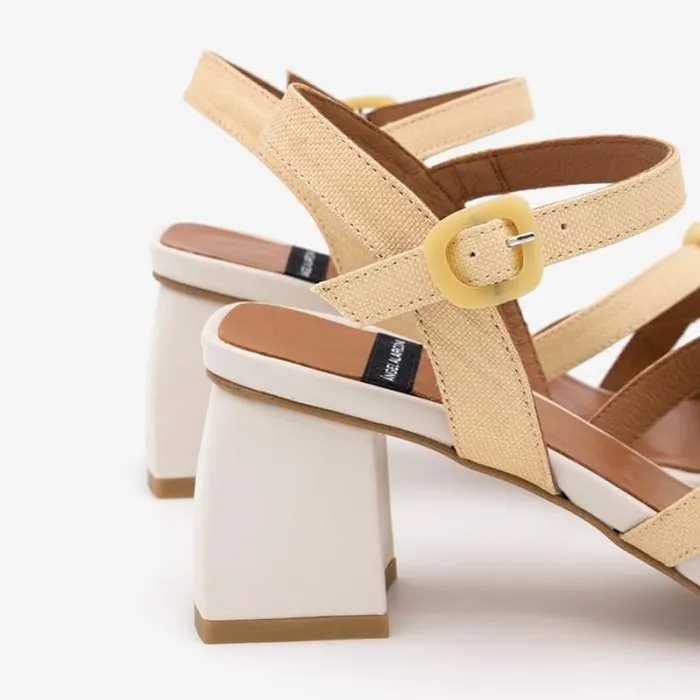 ngel Alarcn Sandals Woman RALIA 8211 Slingback Raffia and Leather Sandals With Carey Trim
