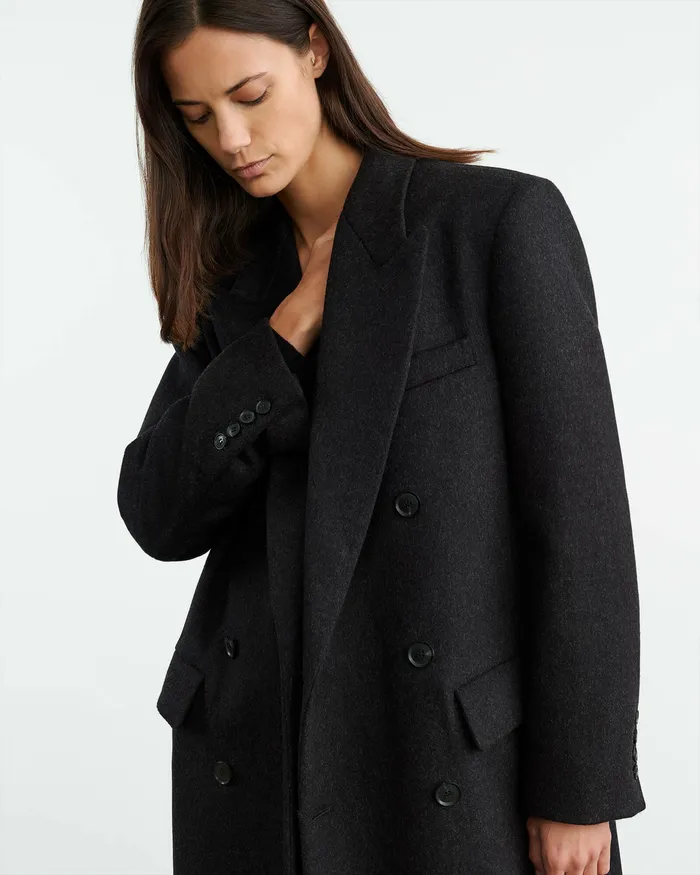 Nili Lotan EDMONT COAT Charcoal Women Coats and Outerwear
