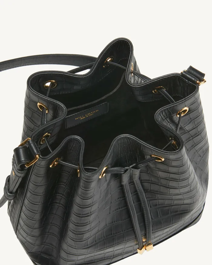 Nili Lotan Handbags Women BRIGITTE BUCKET BAG Black And Gold
