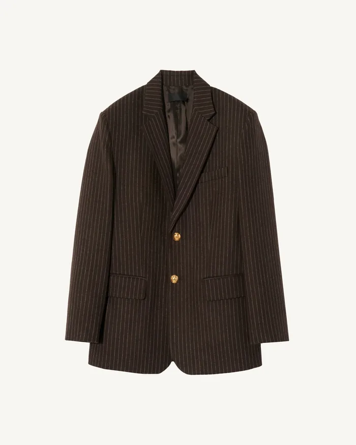 Nili Lotan Jackets and Blazers Women ROMAIN BLAZER Espresso Pinstripes