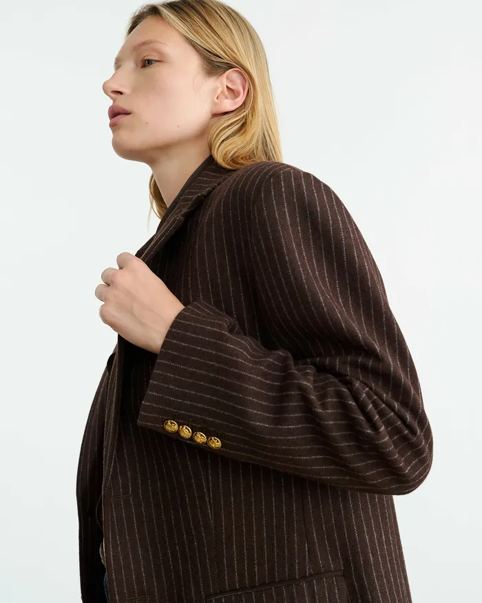 Nili Lotan Jackets and Blazers Women ROMAIN BLAZER Espresso Pinstripes