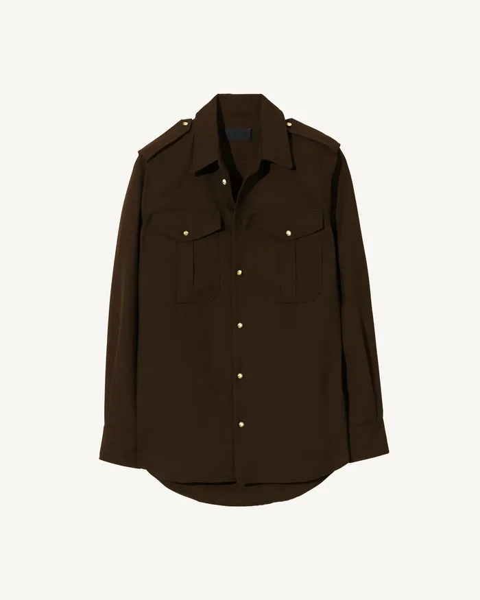 Nili Lotan JEANETTE SHIRT Dark Brown Women Tops