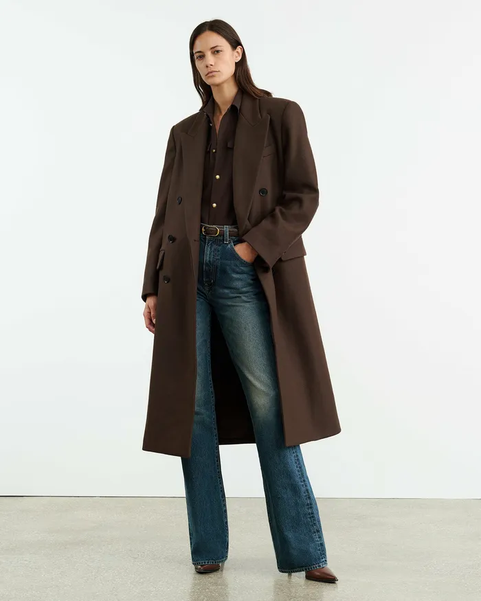 Nili Lotan JEANETTE SHIRT Dark Brown Women Tops