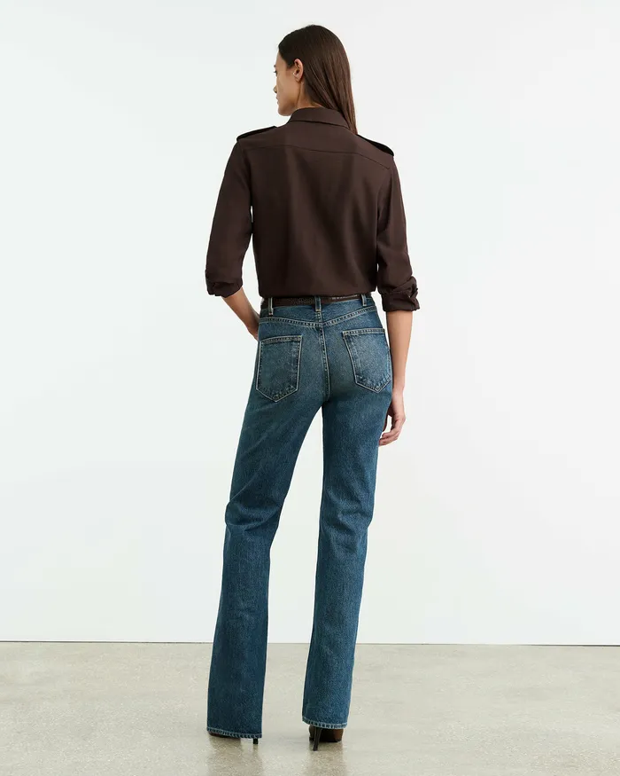 Nili Lotan JEANETTE SHIRT Dark Brown Women Tops