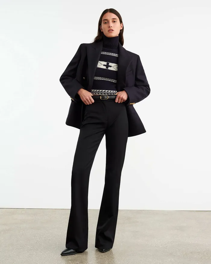 Nili Lotan KEZIAH SWEATER Dark NavyIvory Women Knits and Sweaters