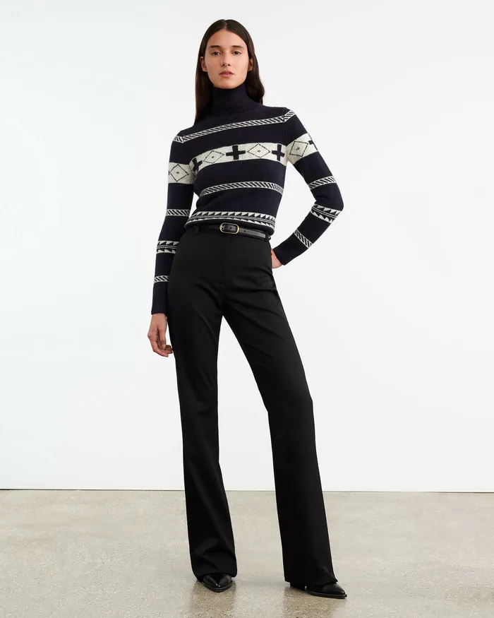 Nili Lotan KEZIAH SWEATER Dark NavyIvory Women Knits and Sweaters