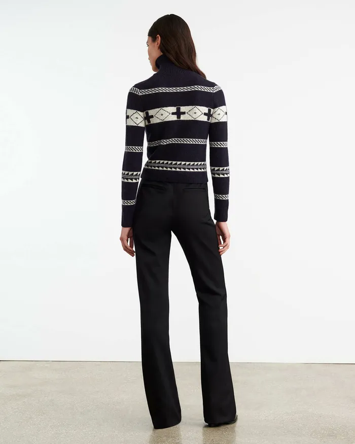 Nili Lotan KEZIAH SWEATER Dark NavyIvory Women Knits and Sweaters
