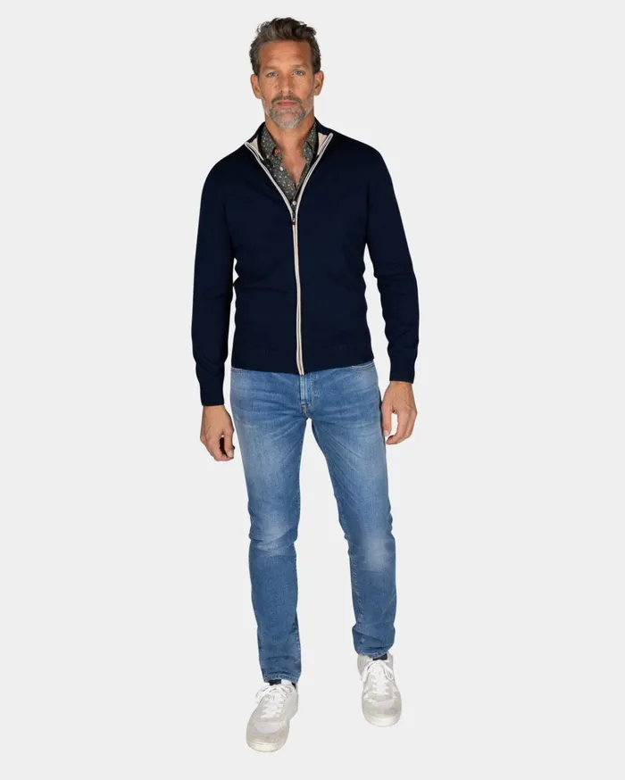 NZA New Zealand Auckland Knitwear Dark Blue Cotton Vest 8211 Autumn Navy 8211 Men