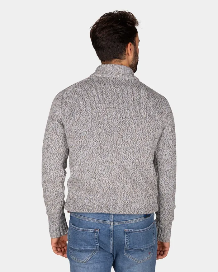 NZA New Zealand Auckland Knitwear Grey Wool HalfZip Pullover 8211 Birch Grey Melange 8211 Men