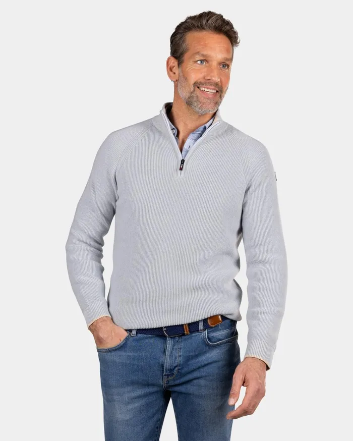 NZA New Zealand Auckland Knitwear Light Blue Knitted Half Zip Pullover 8211 Phantom Blue 8211 Men