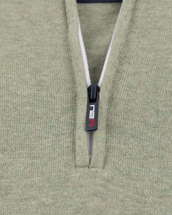 NZA New Zealand Auckland Knitwear Light Green Half Zip Pullover 8211 Sage 8211 Men