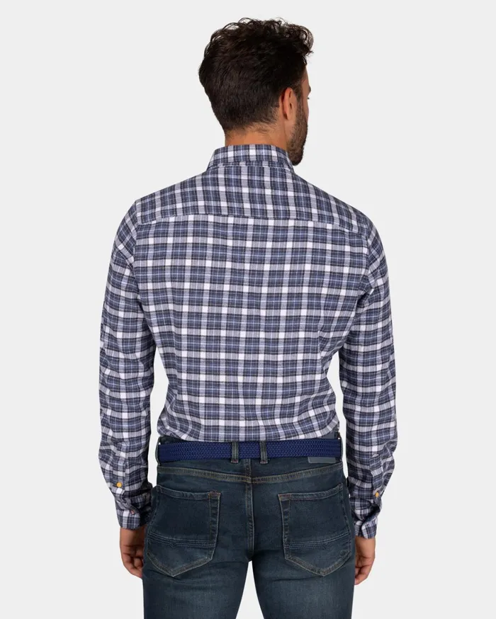 NZA New Zealand Auckland Shirts Blue And White Checkered Flannel Shirt 8211 Tin Blue 8211 Men NZA New Zealand Auckland Shirts Blue And White Checkered Flannel Shirt 8211 Tin Blue 8211 Men
