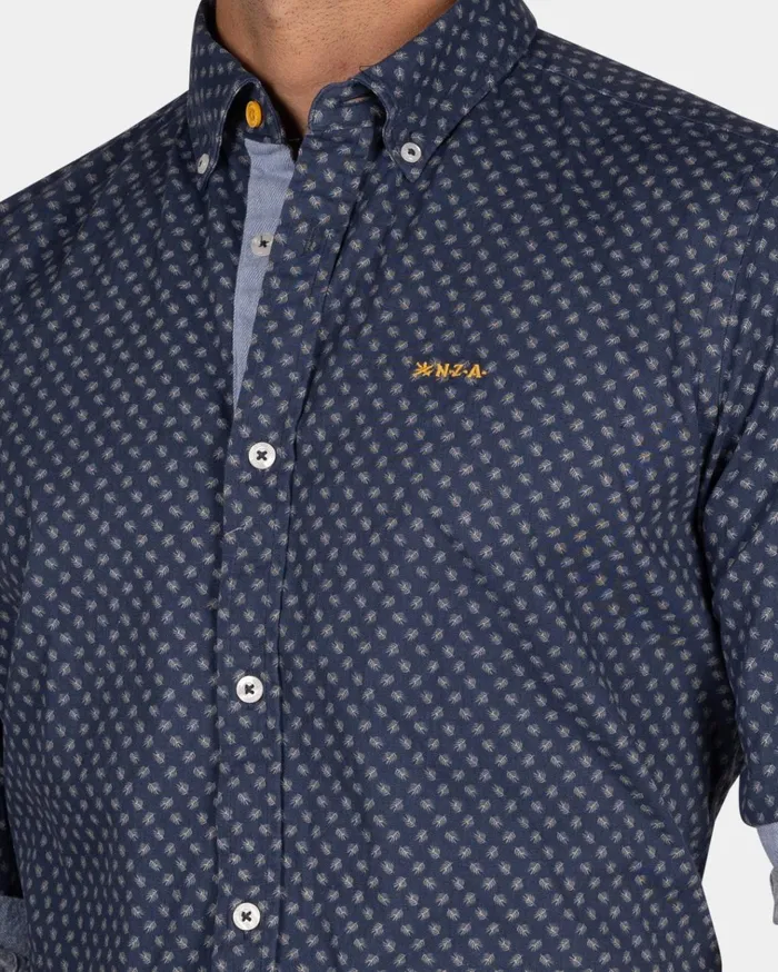 NZA New Zealand Auckland Shirts Dark Blue Shirt With White Dots 8211 Tin Blue 8211 Men