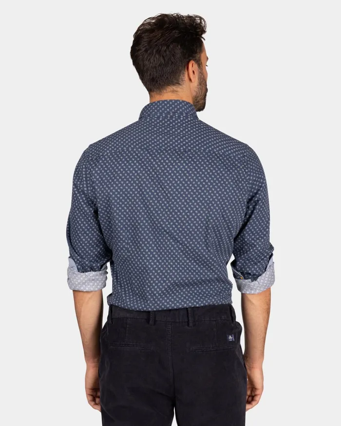NZA New Zealand Auckland Shirts Dark Blue Shirt With White Dots 8211 Tin Blue 8211 Men
