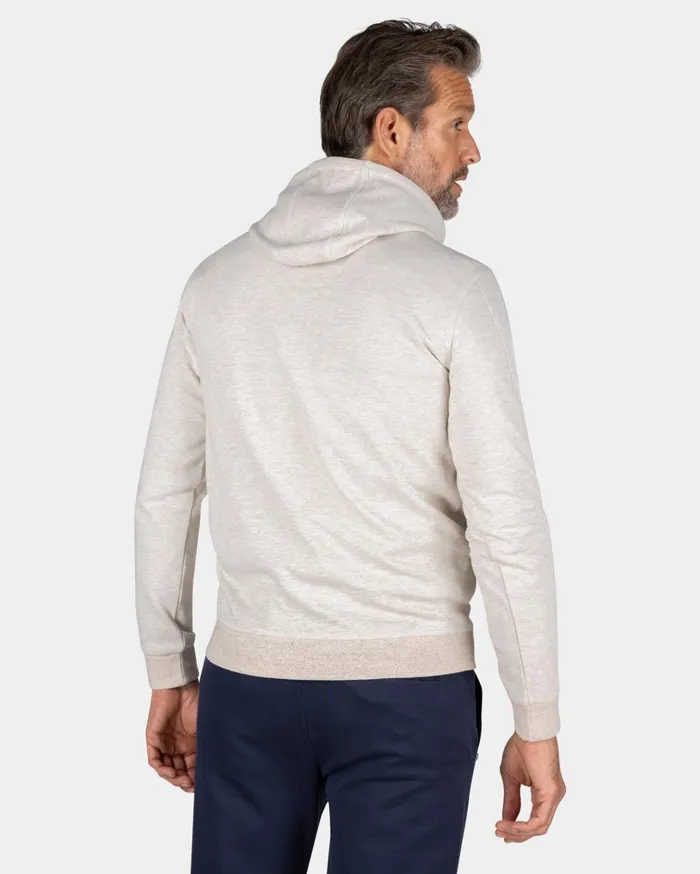 NZA New Zealand Auckland Sweatshirts Ecru Hoodie With Chest Text 8211 Powder Sand 8211 Men